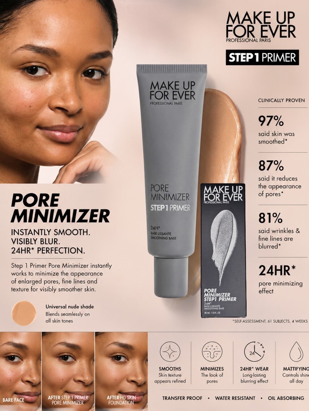 MAKE UP FOR EVER Step 1 Primer Pore Minimizer 24HR Smoothing Base